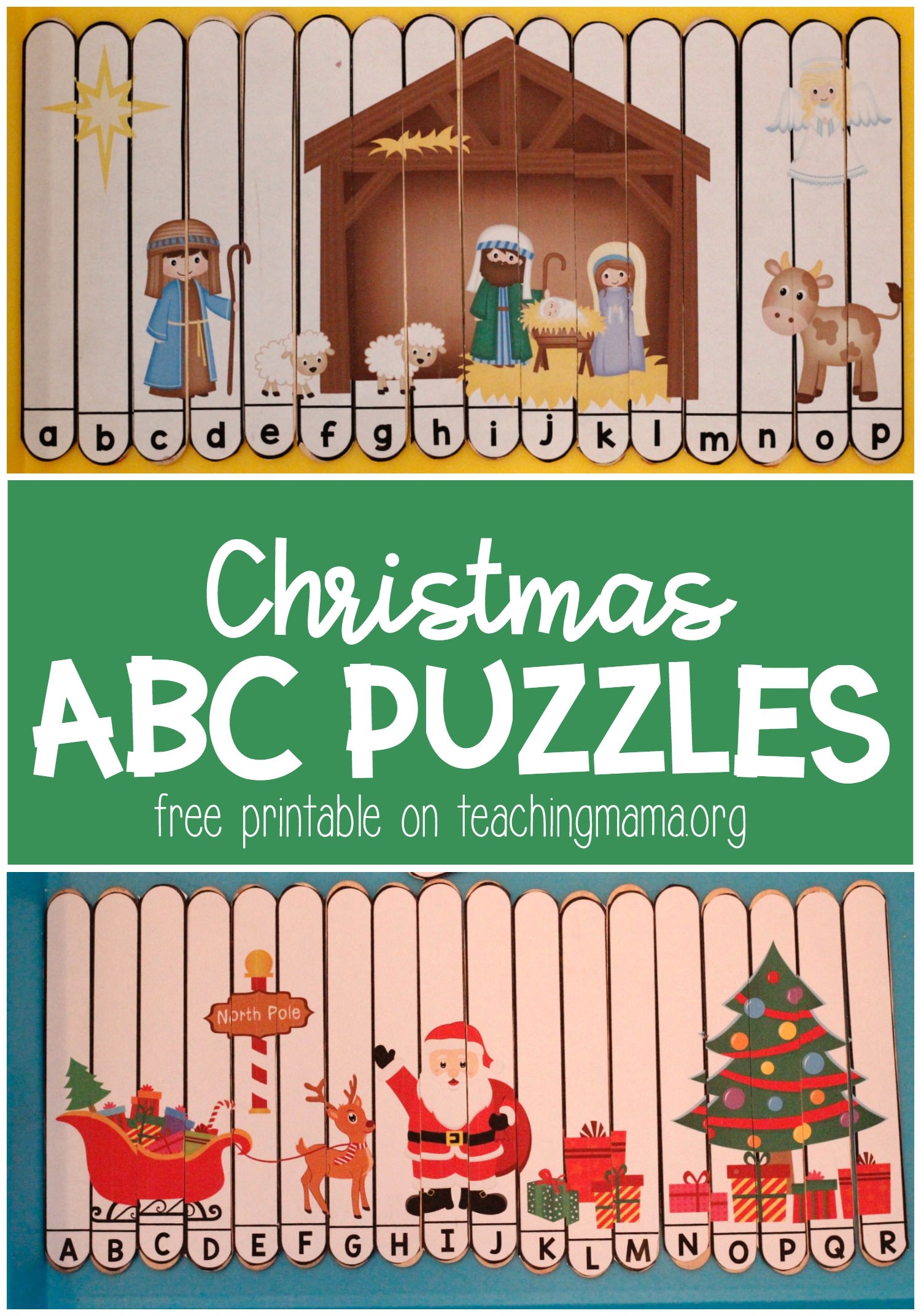 christmas alphabet puzzles - teaching mama